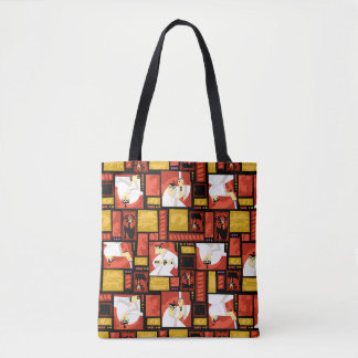 Samurai Jack & Aku Character Art Panel Pattern Tote Bag