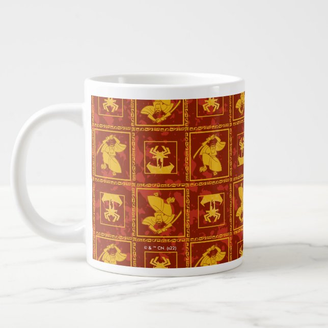 Samurai Jack & Aku Golden Silhouette Tile Pattern Giant Coffee Mug (Left)