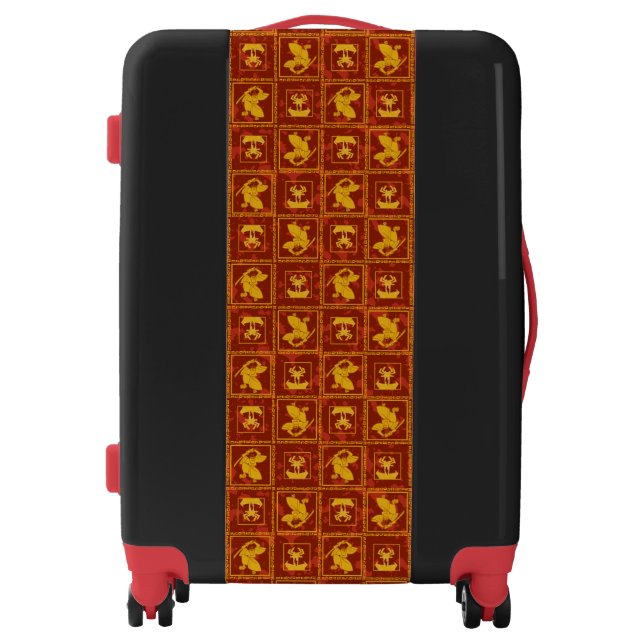 Samurai Jack & Aku Golden Silhouette Tile Pattern Luggage (Front)
