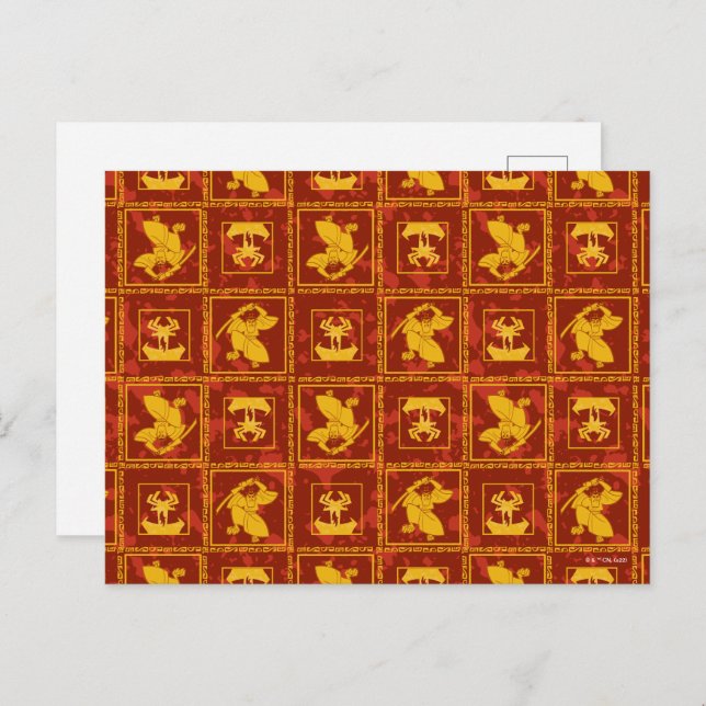 Samurai Jack & Aku Golden Silhouette Tile Pattern Postcard (Front/Back)