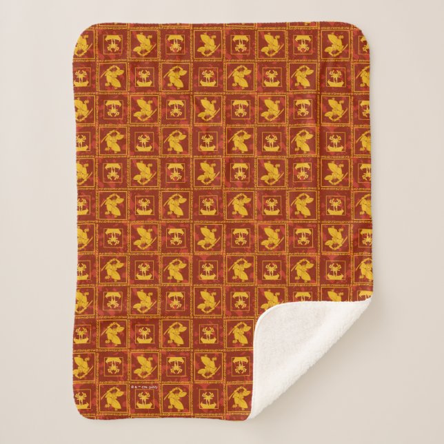 Samurai Jack & Aku Golden Silhouette Tile Pattern Sherpa Blanket (Front)