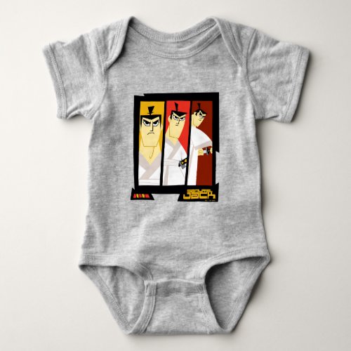 Samurai Jack Character Tri_Panel Futuristic Frame Baby Bodysuit