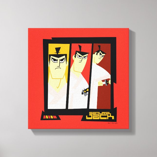 Samurai Jack Character Tri-Panel Futuristic Frame Canvas Print (Front)