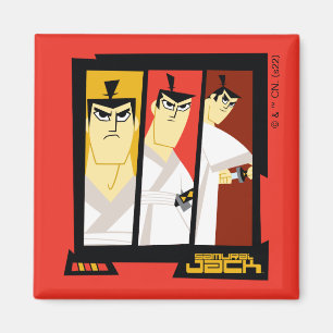 Samurai Jack Character Tri-Panel Futuristic Frame Magnet