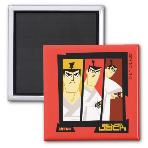 Samurai Jack Character Tri_Panel Futuristic Frame Magnet