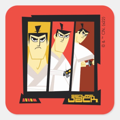 Samurai Jack Character Tri_Panel Futuristic Frame Square Sticker