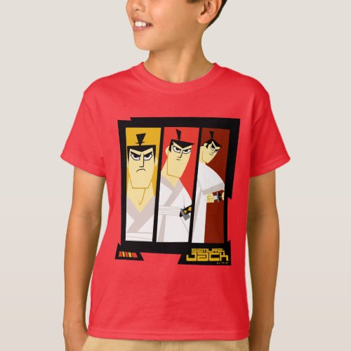 Samurai Jack Character Tri_Panel Futuristic Frame T_Shirt