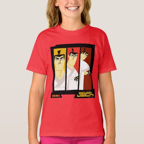 Samurai Jack Character Tri_Panel Futuristic Frame T_Shirt