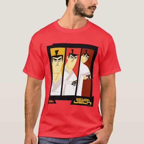 Samurai Jack Character Tri_Panel Futuristic Frame T_Shirt