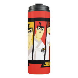 Samurai Jack Character Tri-Panel Futuristic Frame Thermal Tumbler