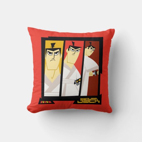 Samurai Jack Character Tri_Panel Futuristic Frame Throw Pillow