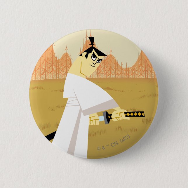 Samurai Jack Drawing Sword Button (Front)