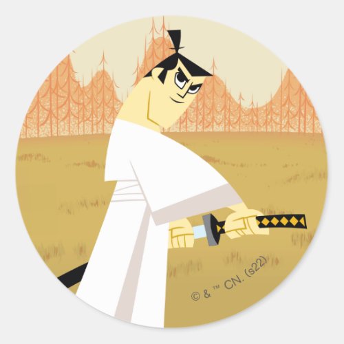 Samurai Jack Drawing Sword Classic Round Sticker