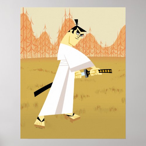Samurai Jack Drawing Sword Poster