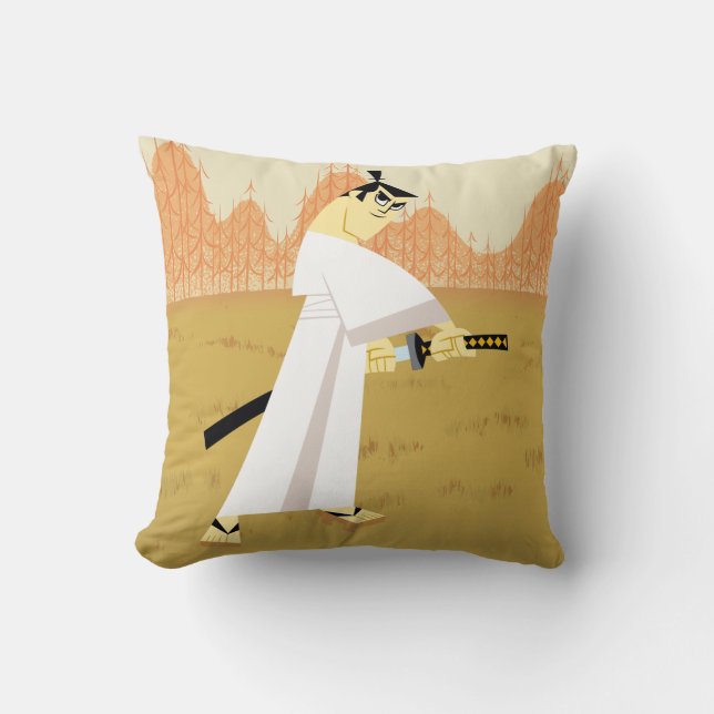 Samurai Jack Drawing Sword Throw Pillow (Front)