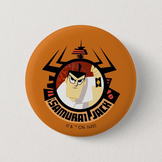 Samurai Jack In Aku Futuristic Frame Button (Front)