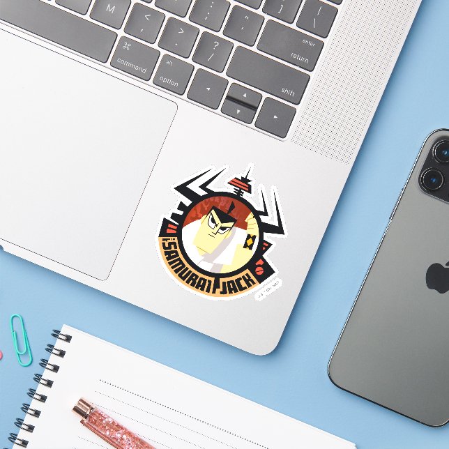 Samurai Jack In Aku Futuristic Frame Sticker (Laptop w/ iPhone)