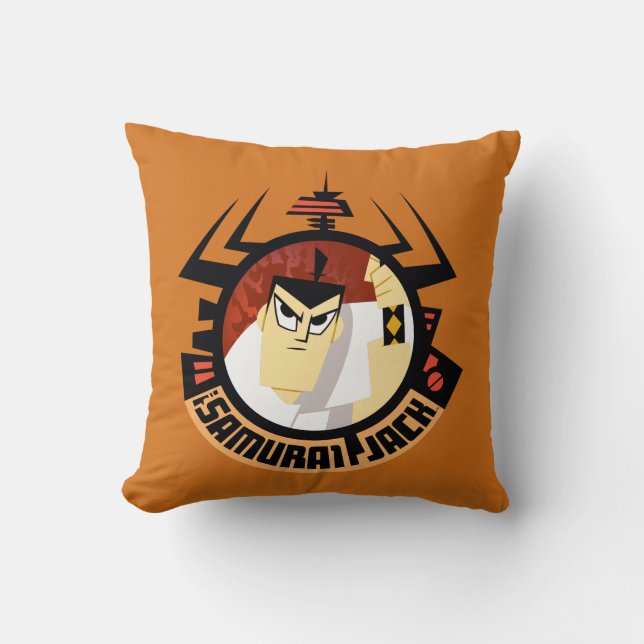 Samurai Jack In Aku Futuristic Frame Throw Pillow (Front)