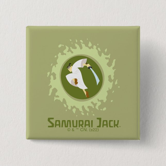 Samurai Jack Leaping Graphic Button (Front)