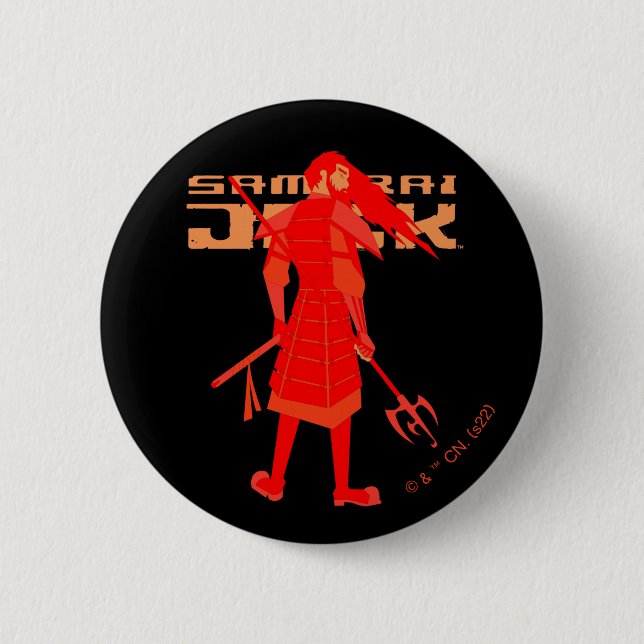 Samurai Jack Red Warrior Graphic Button (Front)