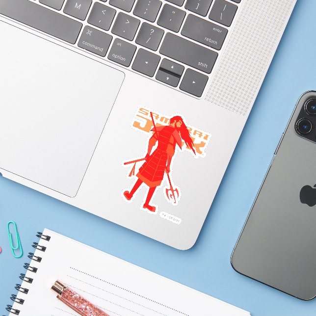 Samurai Jack Red Warrior Graphic Sticker (Laptop w/ iPhone)