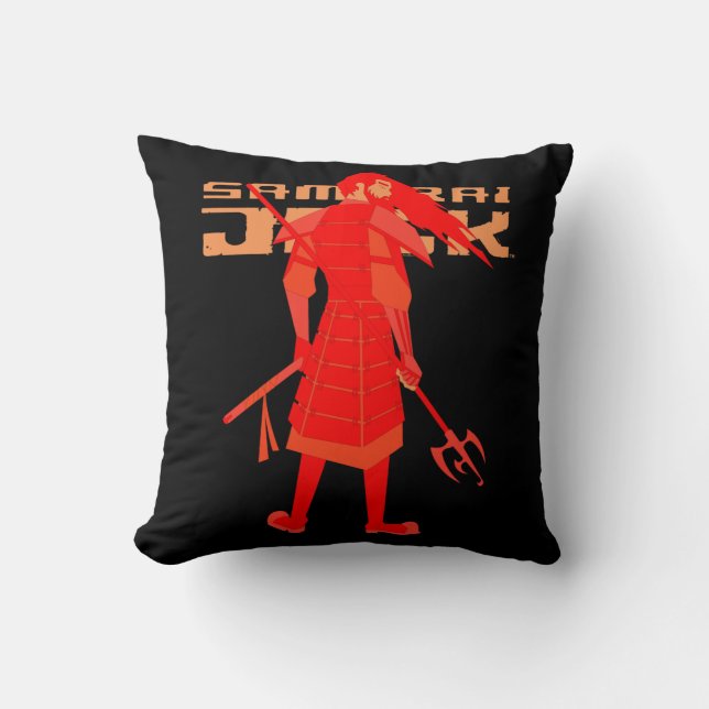Samurai Jack Red Warrior Graphic Throw Pillow (Front)