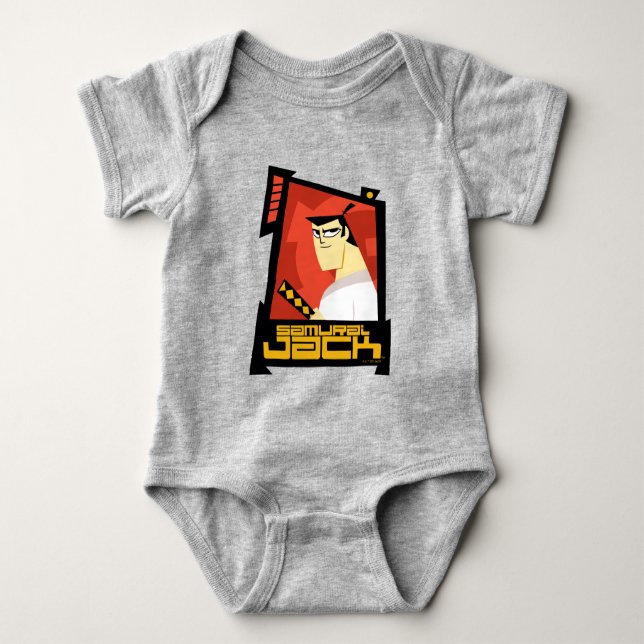 Samurai Jack Smiling Futuristic Frame Graphic Baby Bodysuit (Front)