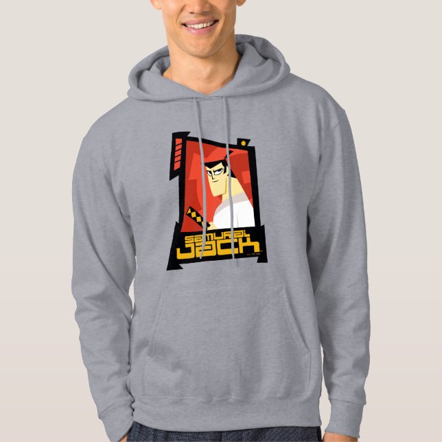 Samurai Jack Smiling Futuristic Frame Graphic Hoodie (Front)