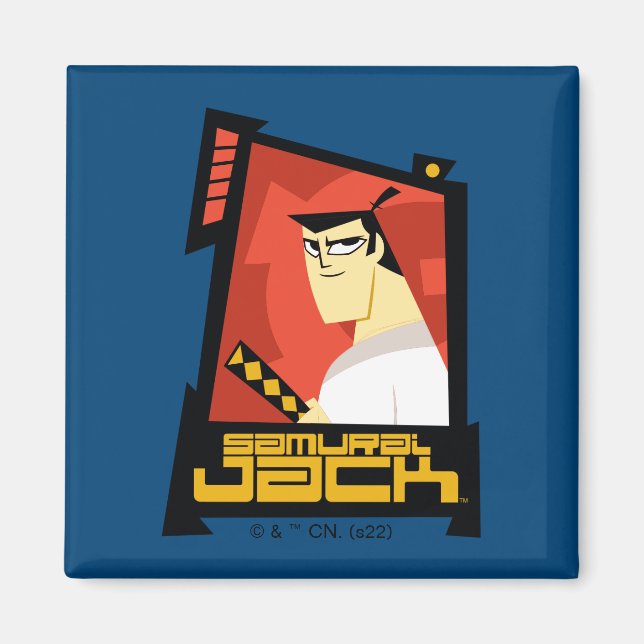 Samurai Jack Smiling Futuristic Frame Graphic Magnet (Front)