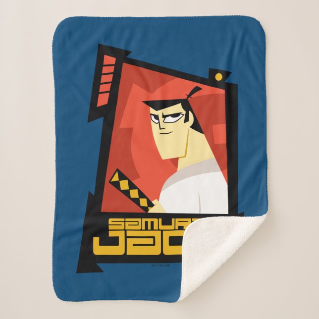 Samurai Jack Smiling Futuristic Frame Graphic Sherpa Blanket (Front)