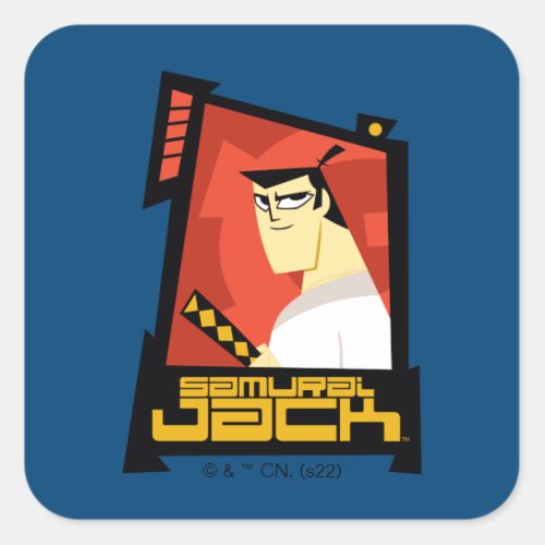 Samurai Jack Smiling Futuristic Frame Graphic Square Sticker