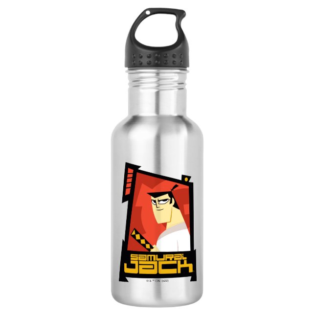 Samurai Jack Smiling Futuristic Frame Graphic Stainless Steel Water Bottle (Front)