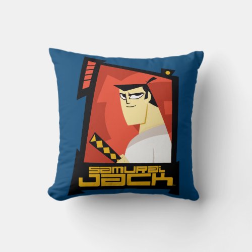 Samurai Jack Smiling Futuristic Frame Graphic Throw Pillow
