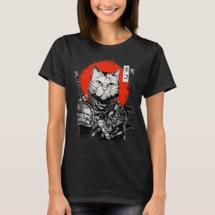Samurai Japanese Cat Bushido Warrior Katana Sword T-Shirt