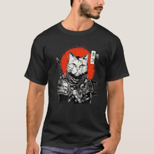 Samurai Japanese Cat Bushido Warrior Katana Sword T-Shirt