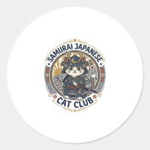 Samurai Japanese Cat POD Vector Art - Samurai Japa Classic Round Sticker