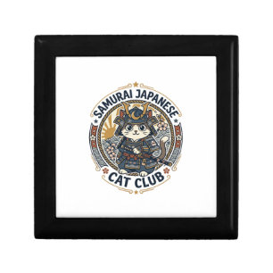 Samurai Japanese Cat POD Vector Art - Samurai Japa Gift Box