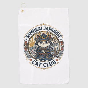 Samurai Japanese Cat POD Vector Art - Samurai Japa Golf Towel