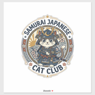 Samurai Japanese Cat POD Vector Art - Samurai Japa Sticker