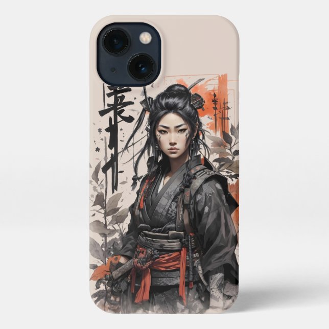 Samurai Japanese girl Chinese warrior woman iPhone Case (Back)