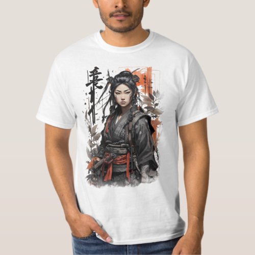 Samurai Japanese girl ninja Woman Chinese warrior T_Shirt
