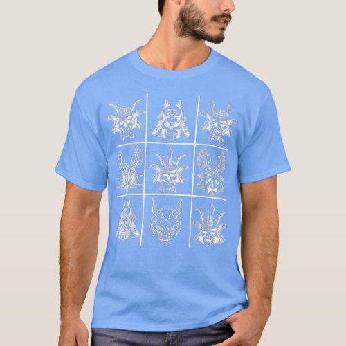 Samurai Japanese Oni Masks Tic Tac Toe  T_Shirt