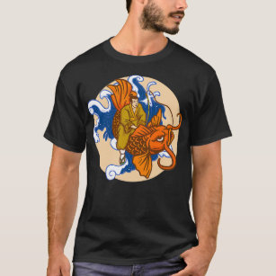 Koi Carp Japanese T Shirt Japan Calligraphy Fish Dragon Samurai