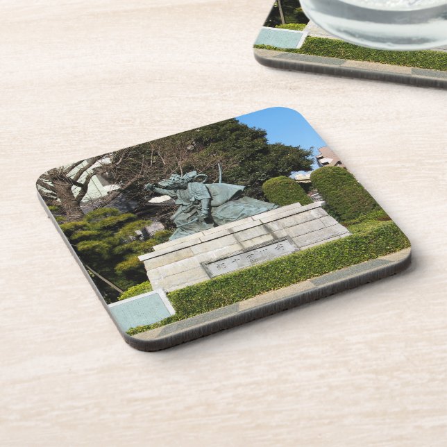 Samurai Kamakura Gongoro Kagemasa Kabuki Statue Beverage Coaster (Left Side)