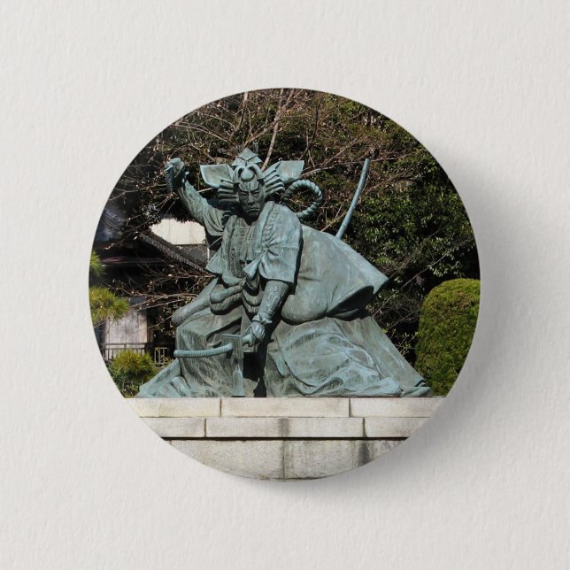 Samurai Kamakura Gongoro Kagemasa Kabuki Statue Button (Front)