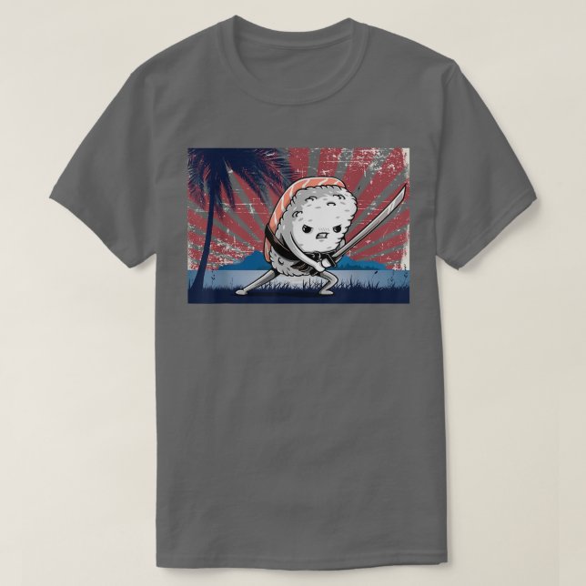 Samurai Katana  Funny Japanese Sushi  T-Shirt (Design Front)
