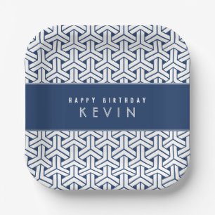 Samurai Kimono Pattern Personalized Birthday Paper Plates