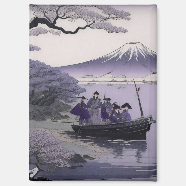 Samurai Magnet Mount Fuji Japanese Art (Front)