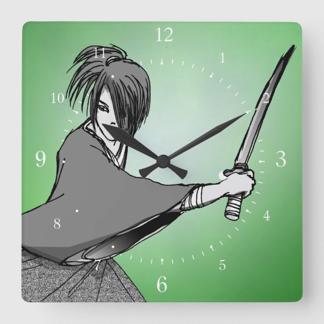 SAMURAI manga japan Square Wall Clock (Front)