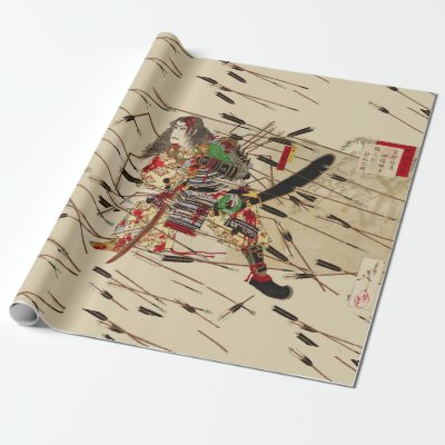 SAMURAI MASATSURA IS FIGHTING IN SHOWER OF ARROWS WRAPPING PAPER
